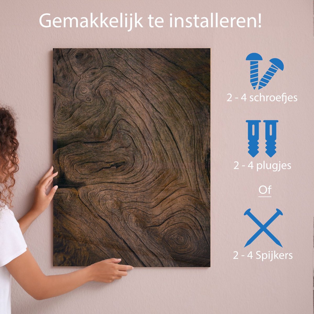 Mydesignglas Whiteboard - Metaal - Magneetbord - Memobord - Oud hout - 90x60cm - Direct Leverbaar
