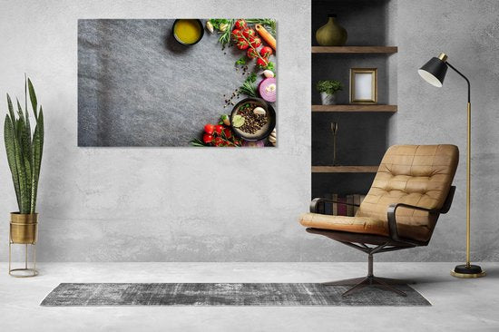 Mydesignglas  Whiteboard - Metaal - Magneetbord - Memobord - Ingrediënten op leisteen tafel - Direct Leverbaar