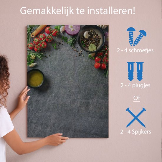 Mydesignglas  Whiteboard - Metaal - Magneetbord - Memobord - Ingrediënten op leisteen tafel - Direct Leverbaar