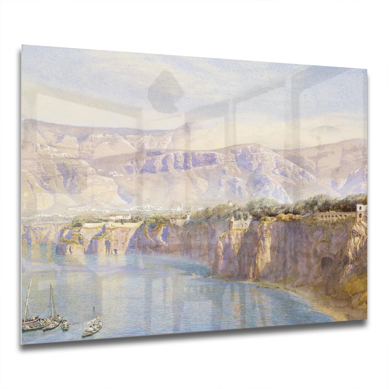 Eigen Afmeting - Spatscherm Keuken - Hittebestendig gehard glas - Waterverf Schilderij Hoge Kustlijn