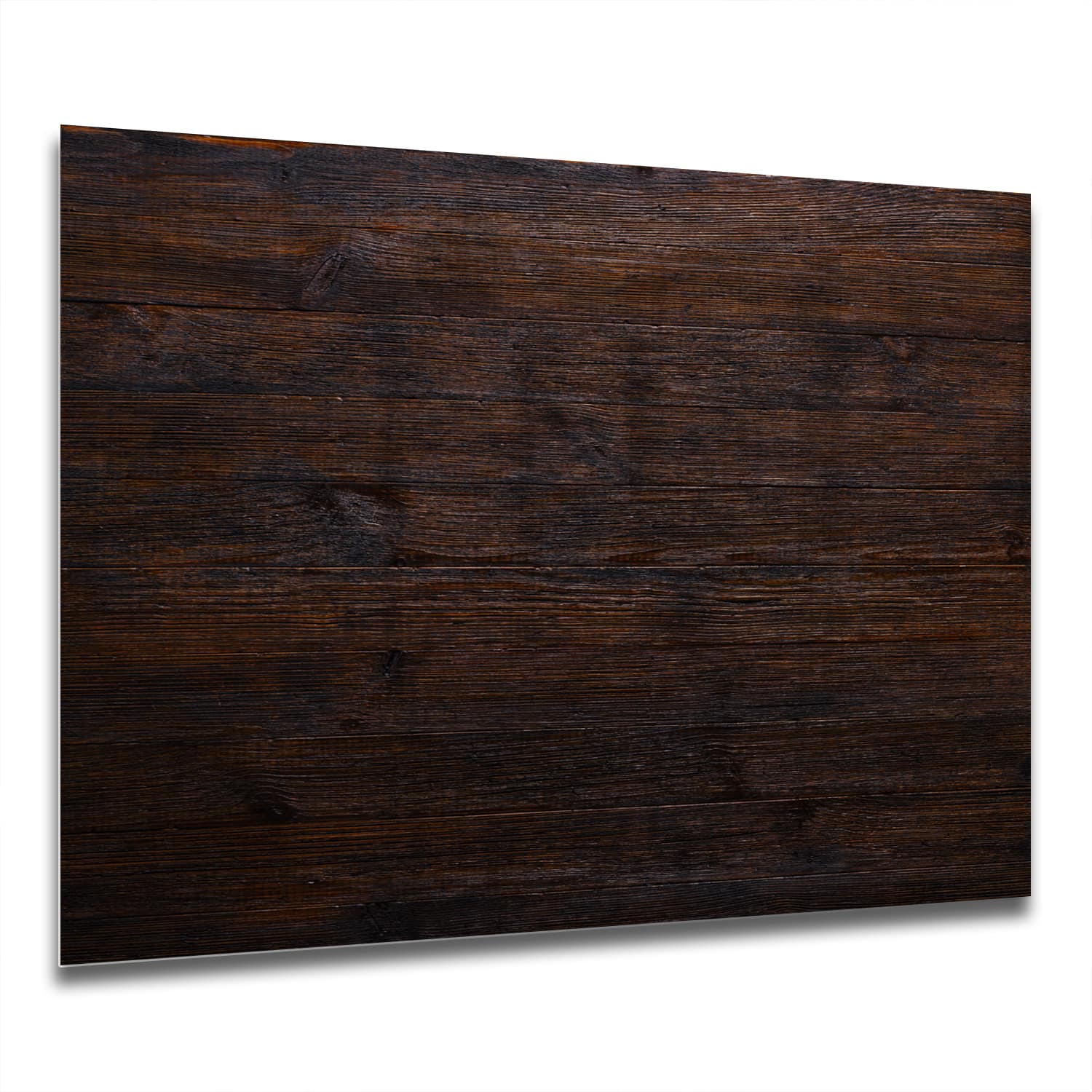 Eigen Afmeting - Spatscherm Keuken - Hittebestendig gehard glas - Donker Hout Textuur