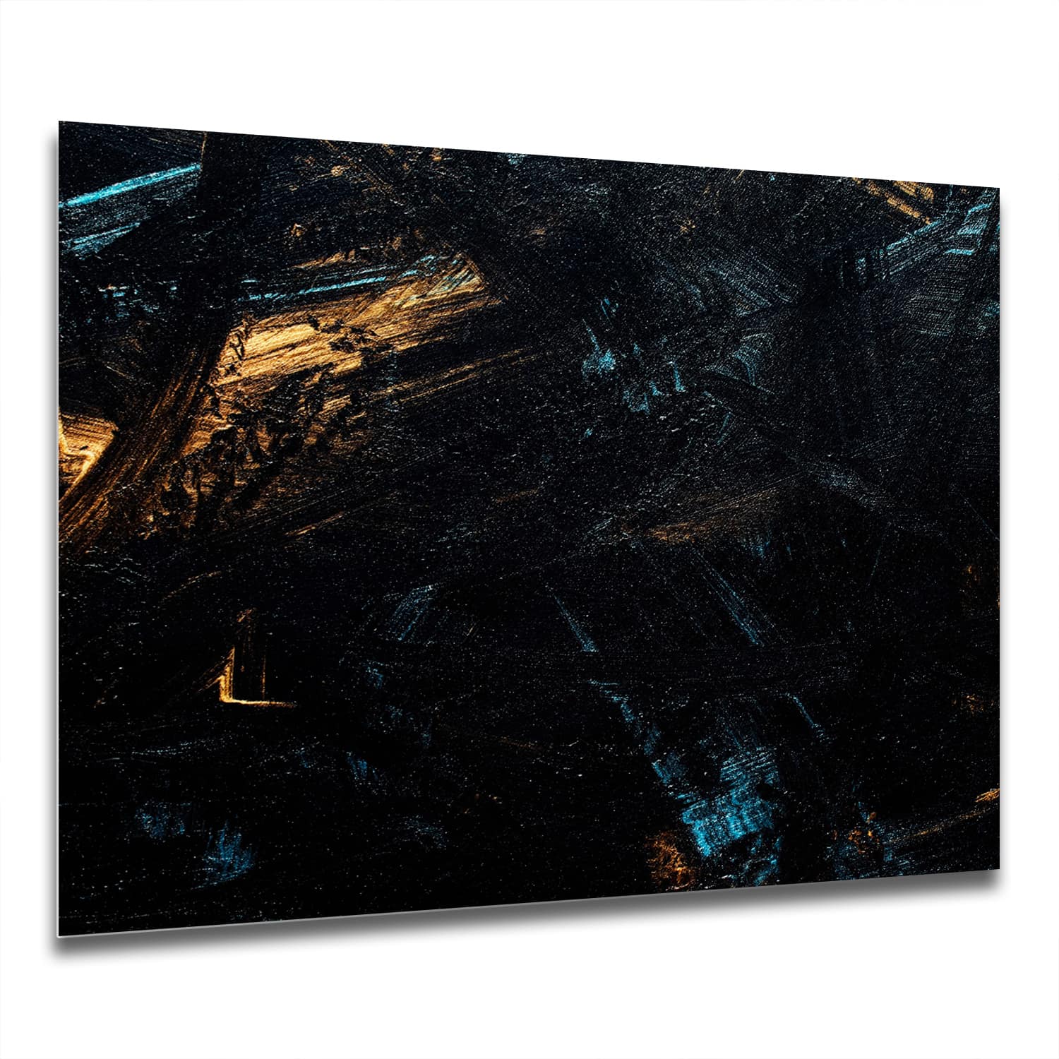 Eigen Afmeting - Spatscherm Keuken - Hittebestendig gehard glas - Abstracte Zwart-Gouden Achtergrond