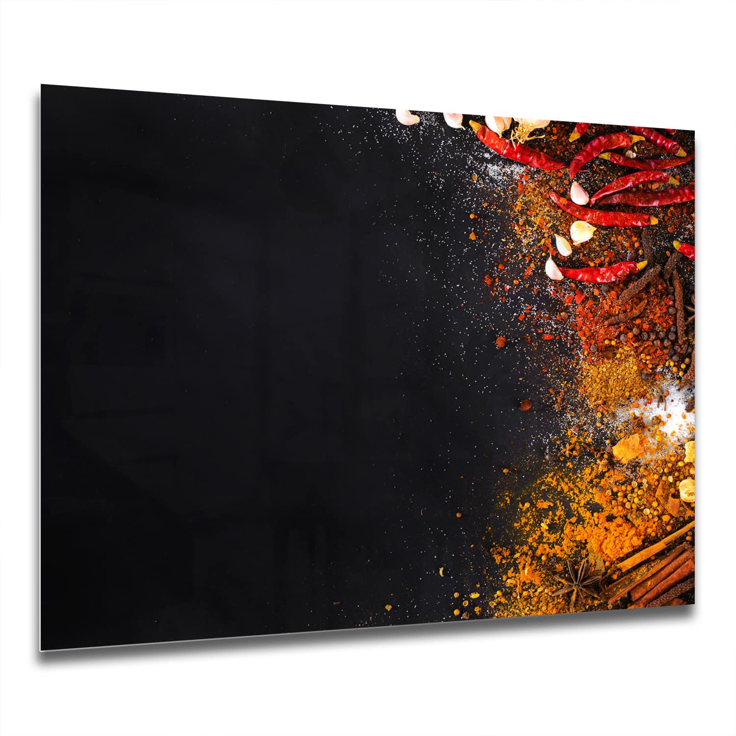 Eigen Afmeting - Spatscherm Keuken - Hittebestendig gehard glas - Smaakvolle Specerijen
