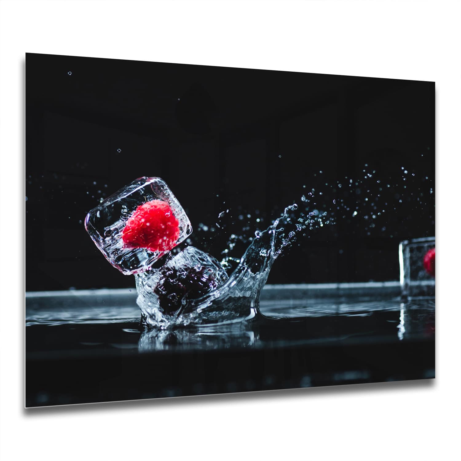 Eigen Afmeting - Spatscherm Keuken - Hittebestendig gehard glas - Fruit in Ijsblokjes
