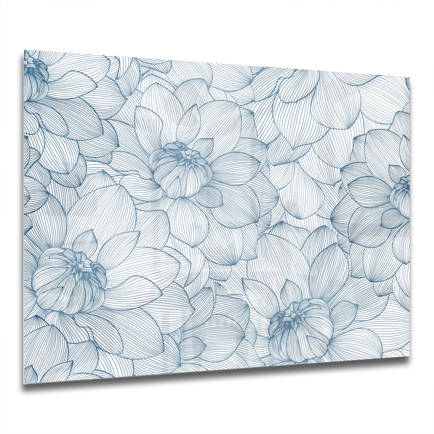 Eigen Afmeting - Spatscherm Keuken - Hittebestendig gehard glas - Getekende Dahlia Bloemen