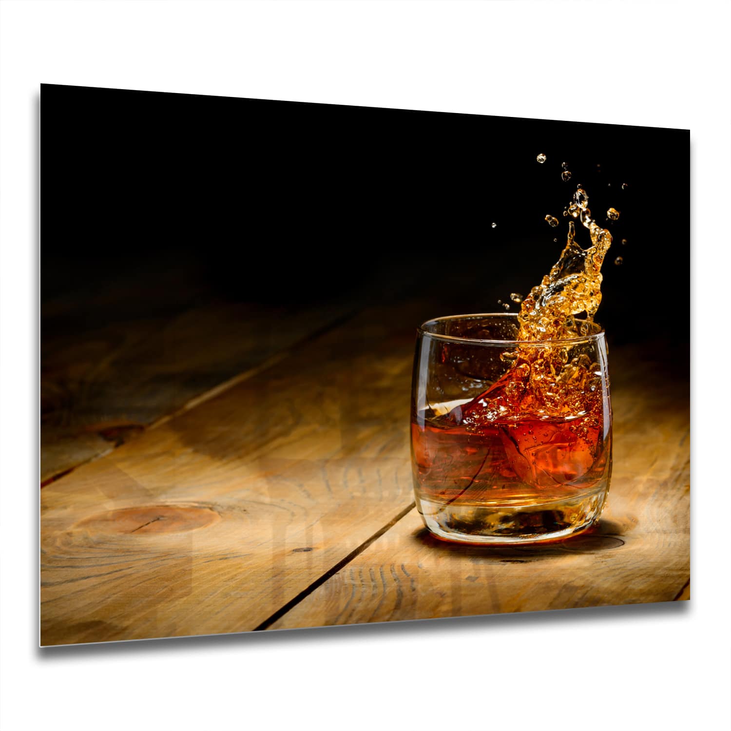 Eigen Afmeting - Spatscherm Keuken - Hittebestendig gehard glas - Whisky Splash