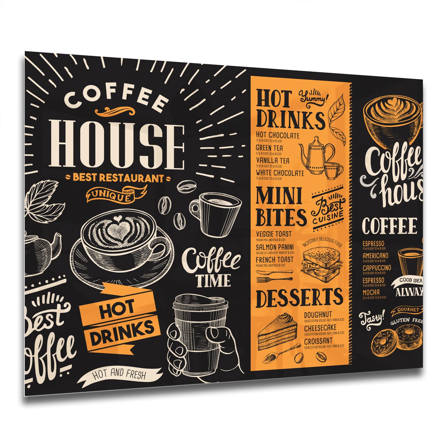 Eigen Afmeting - Spatscherm Keuken - Hittebestendig gehard glas - Coffee Flyer