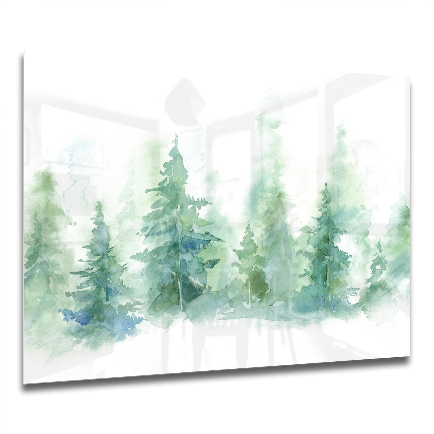 Eigen Afmeting - Spatscherm Keuken - Hittebestendig gehard glas - Waterverf Bos Schilderij