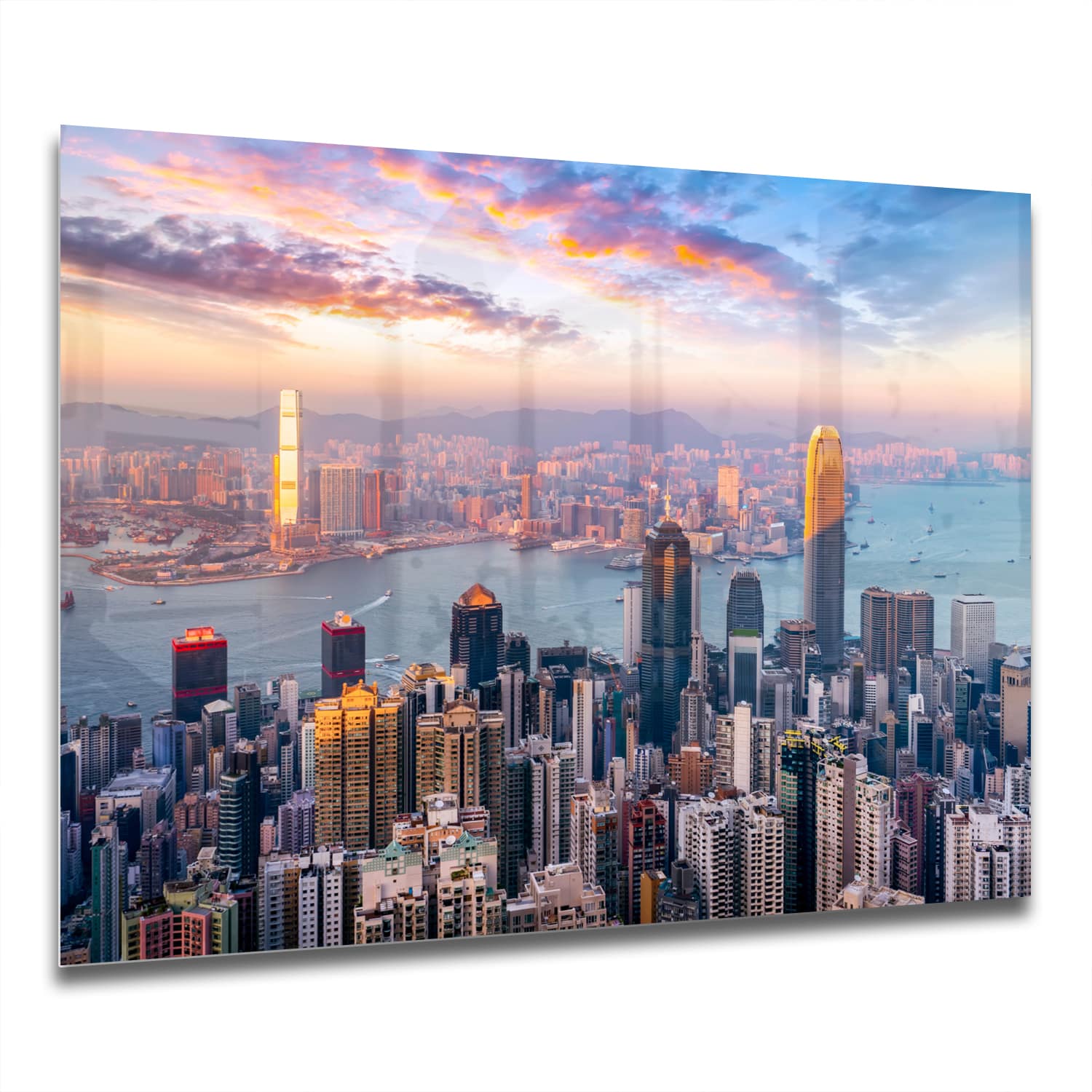 Eigen Afmeting - Spatscherm Keuken - Hittebestendig gehard glas - Hong Kong Skyline
