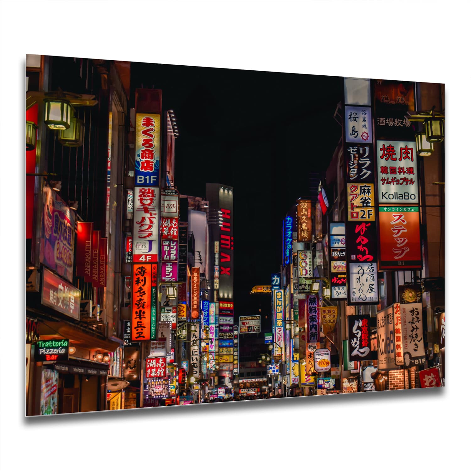 Eigen Afmeting - Spatscherm Keuken - Hittebestendig gehard glas - Kabukicho Shinjuku Neonlichten
