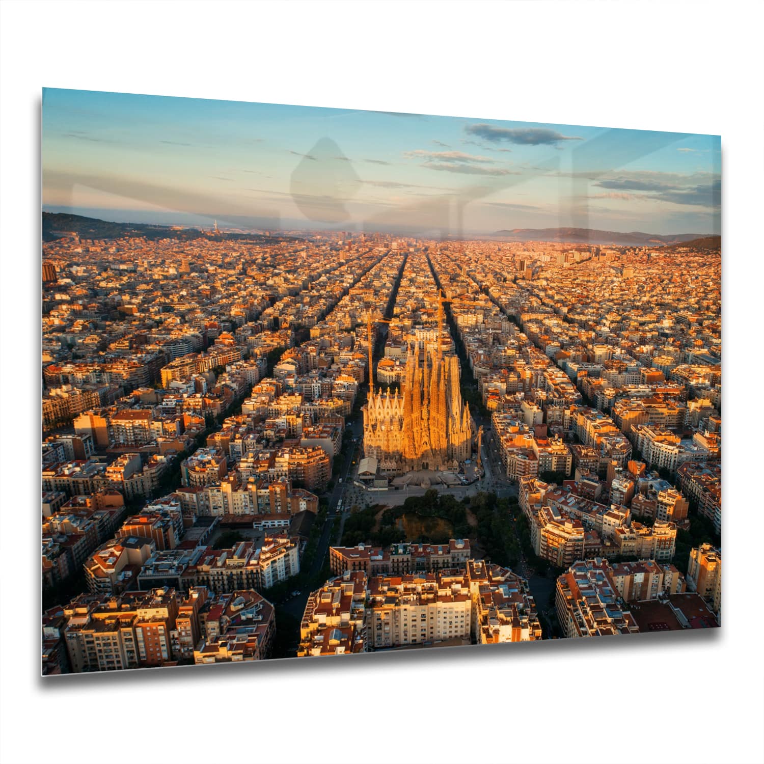 Eigen Afmeting - Spatscherm Keuken - Hittebestendig gehard glas - Luchtfoto van Sagrada Familia