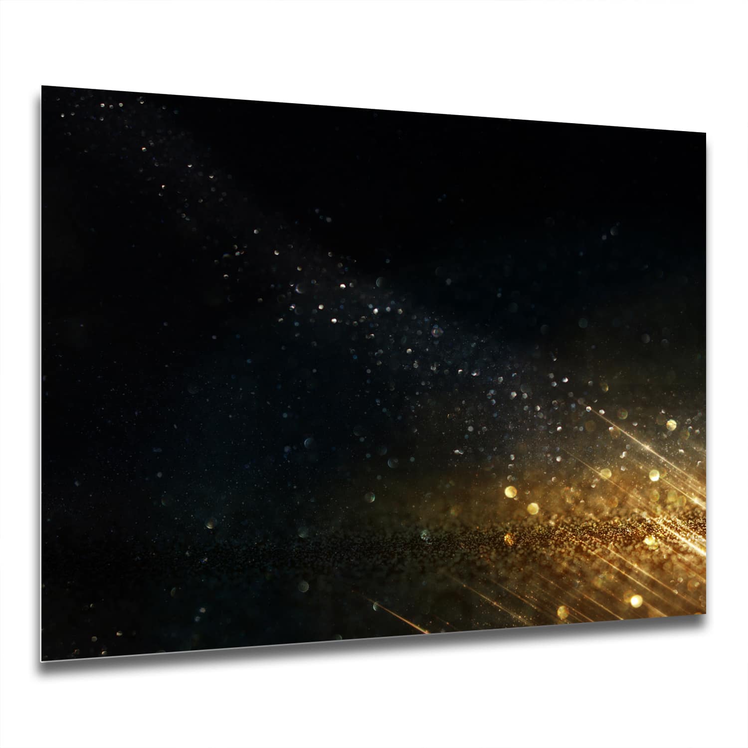 Eigen Afmeting - Spatscherm Keuken - Hittebestendig gehard glas - Zwart-Gouden Glitterachtergrond