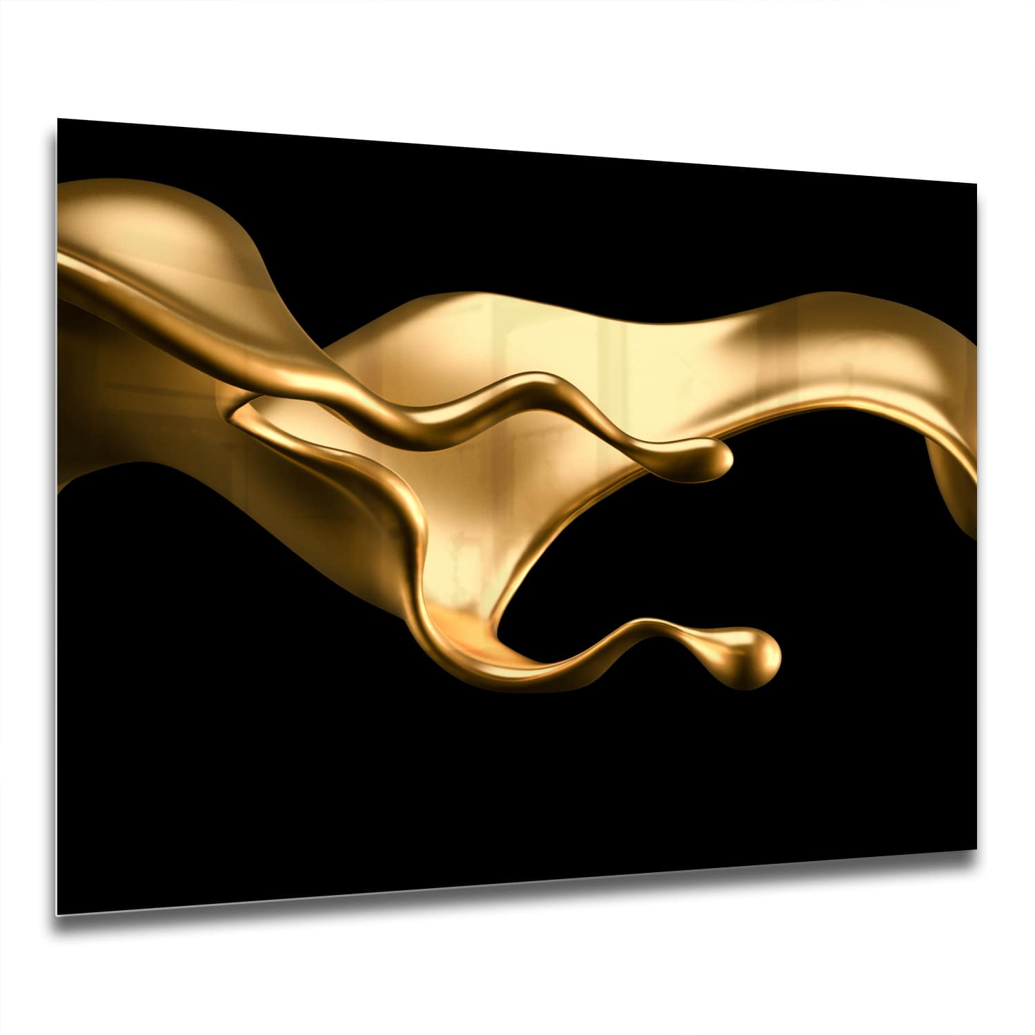 Eigen Afmeting - Spatscherm Keuken - Hittebestendig gehard glas - Elegante Gouden Vloeistof