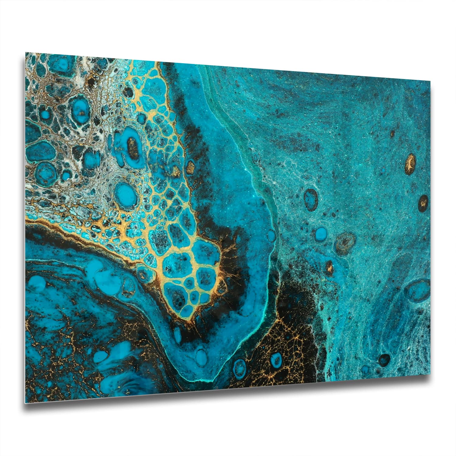 Eigen Afmeting - Spatscherm Keuken - Hittebestendig gehard glas - Blauw Marmereffect