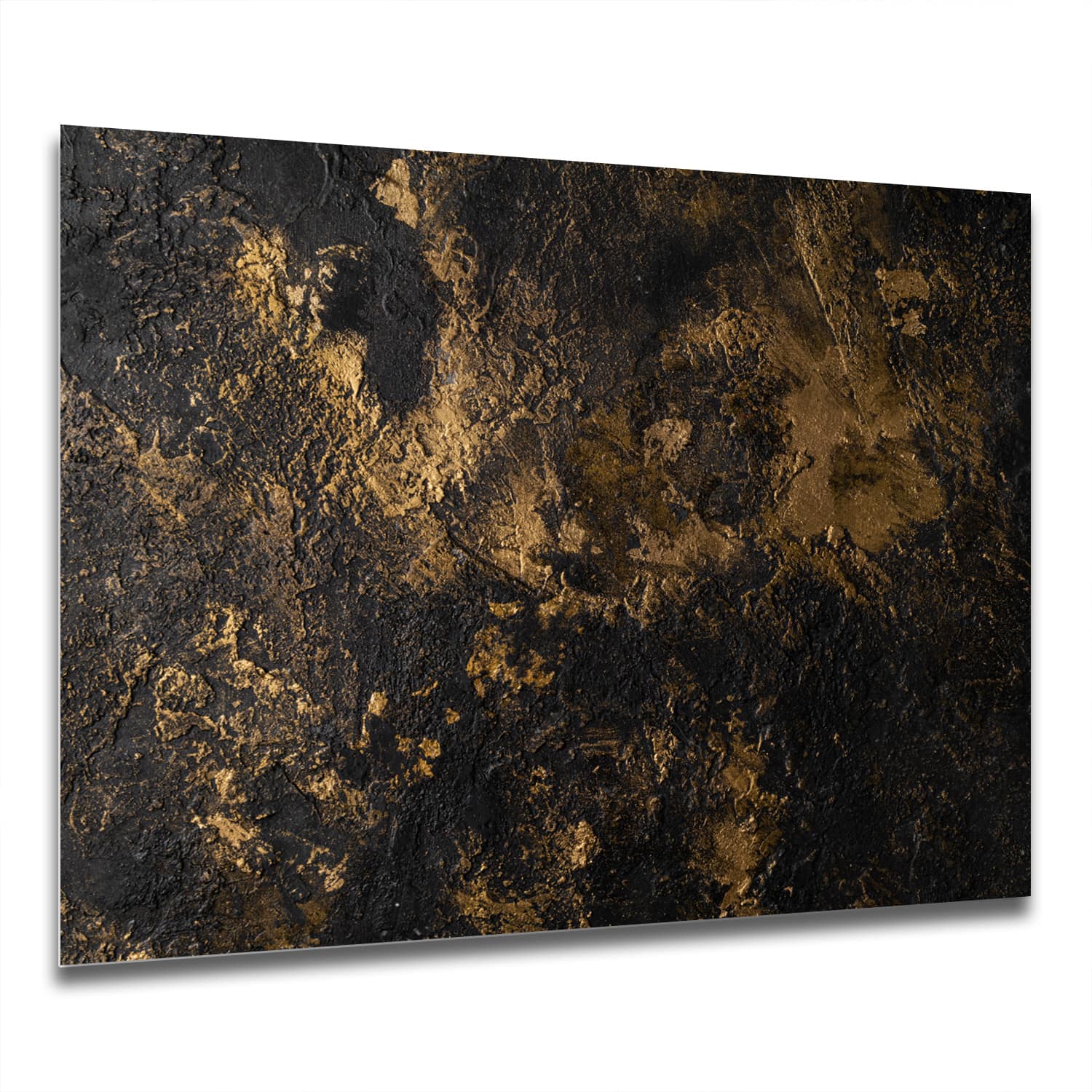 Eigen Afmeting - Spatscherm Keuken - Hittebestendig gehard glas - Black-Gold Textuur