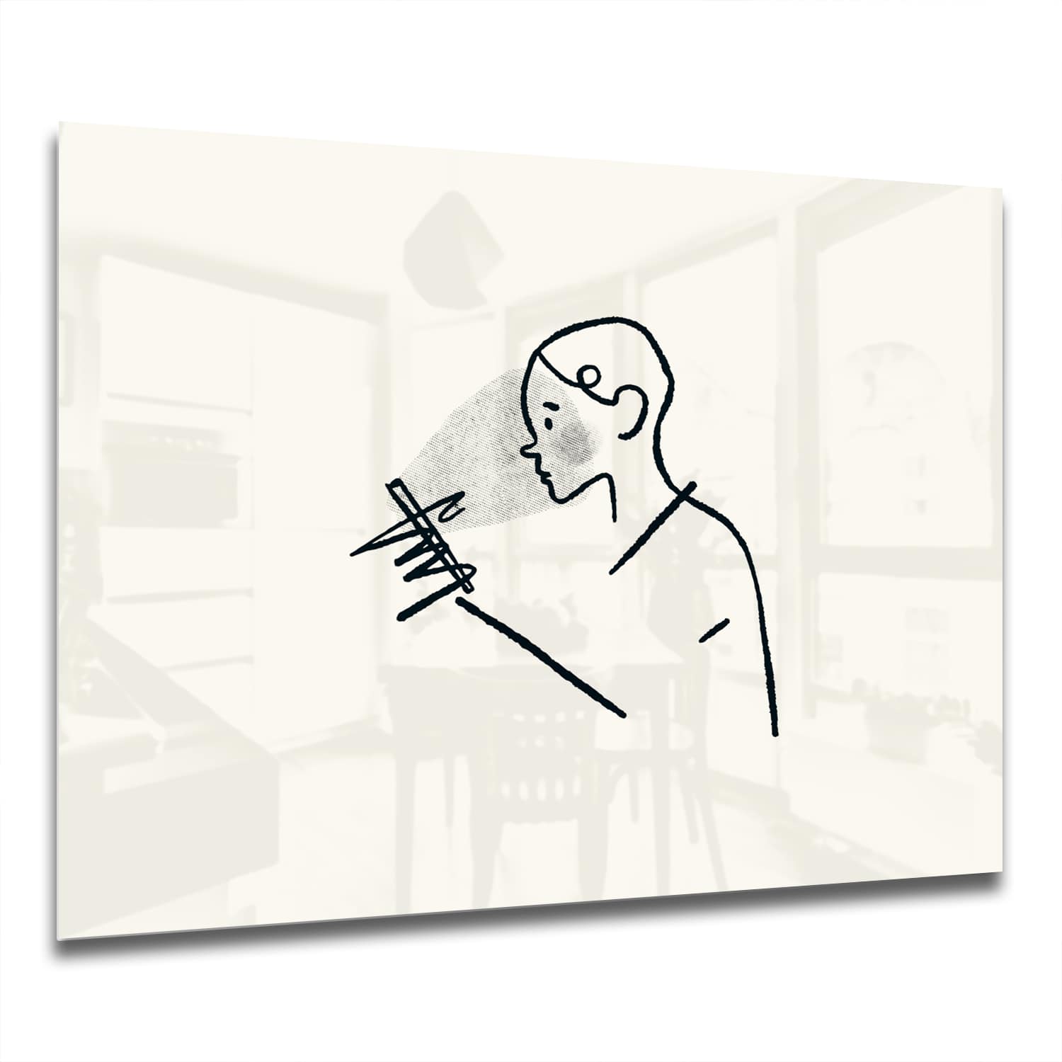 Eigen Afmeting - Spatscherm Keuken - Hittebestendig gehard glas - Getekende Man