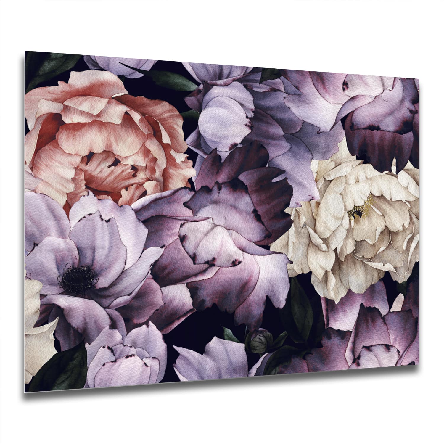 Eigen Afmeting - Spatscherm Keuken - Hittebestendig gehard glas - Bloemen Patroon van Waterverf