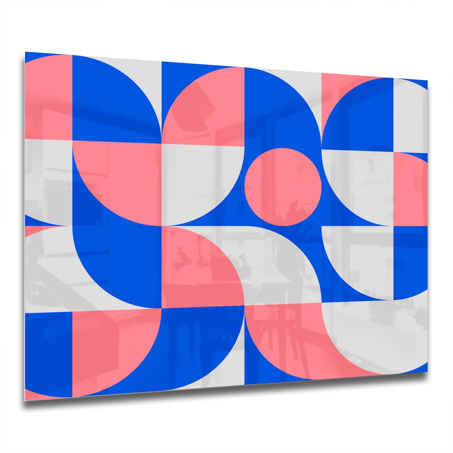 Eigen Afmeting - Spatscherm Keuken - Hittebestendig gehard glas - Blauw/Oranje Abstract Kunstwerk