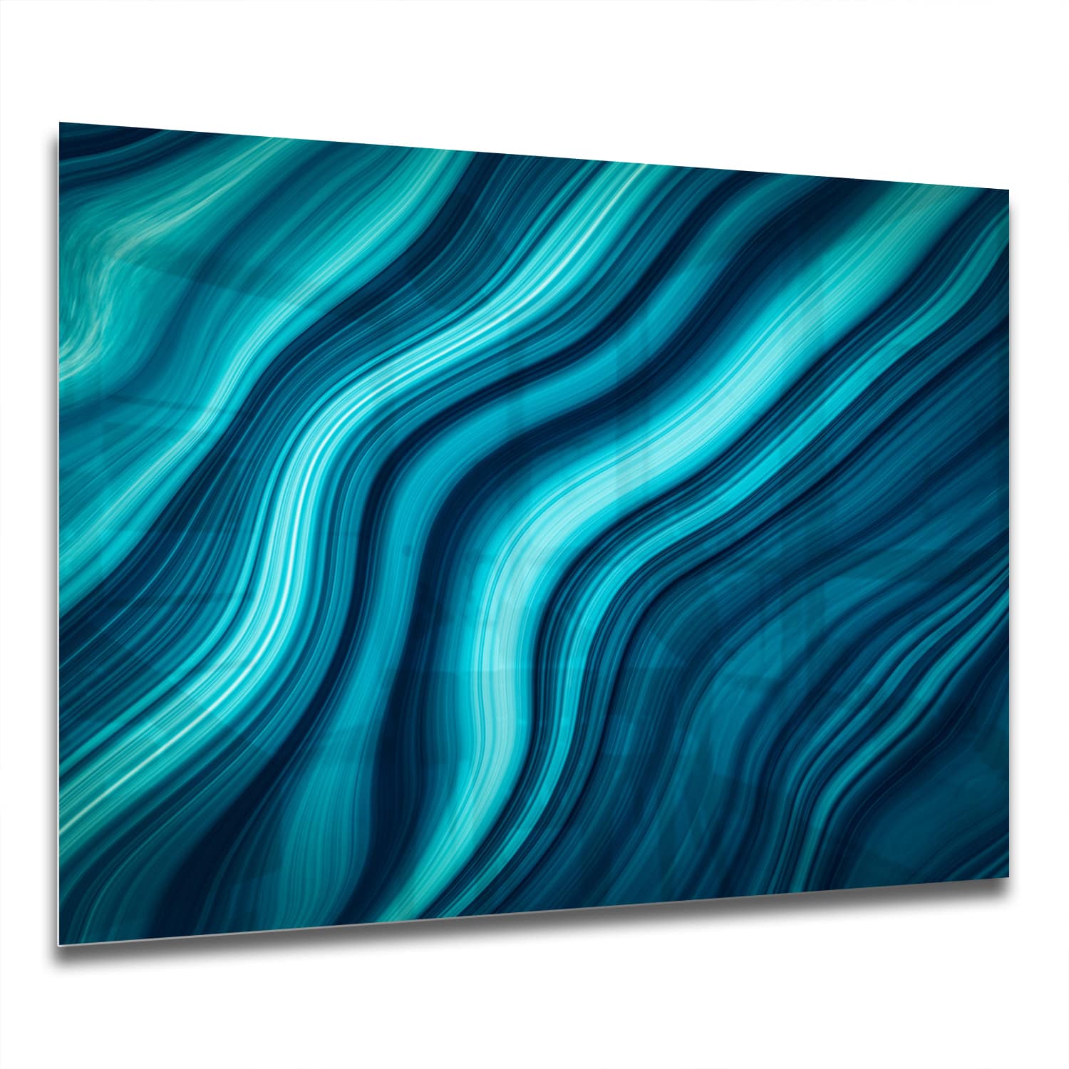 Eigen Afmeting - Spatscherm Keuken - Hittebestendig gehard glas - Blauwe Marmer Inkt Textuur