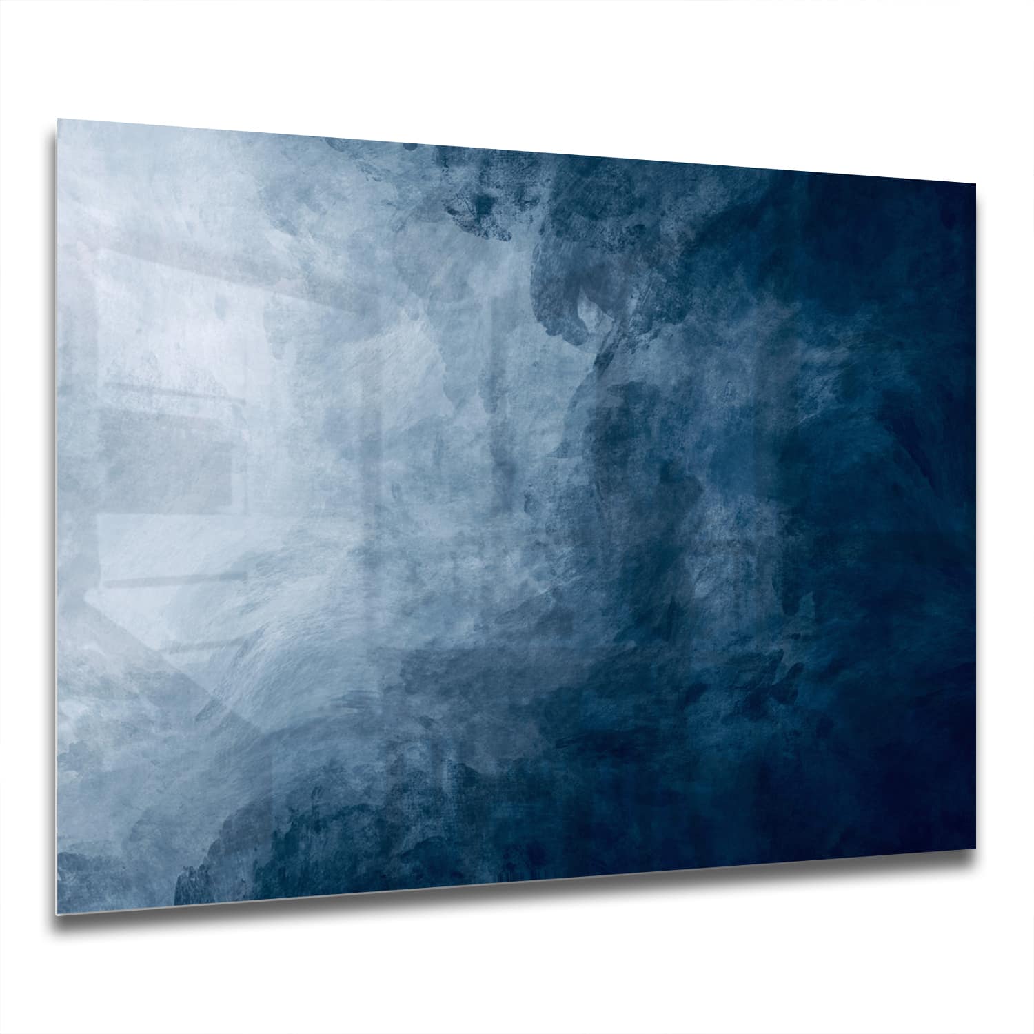 Eigen Afmeting - Spatscherm Keuken - Hittebestendig gehard glas - Blauwe Waterverf Textuur