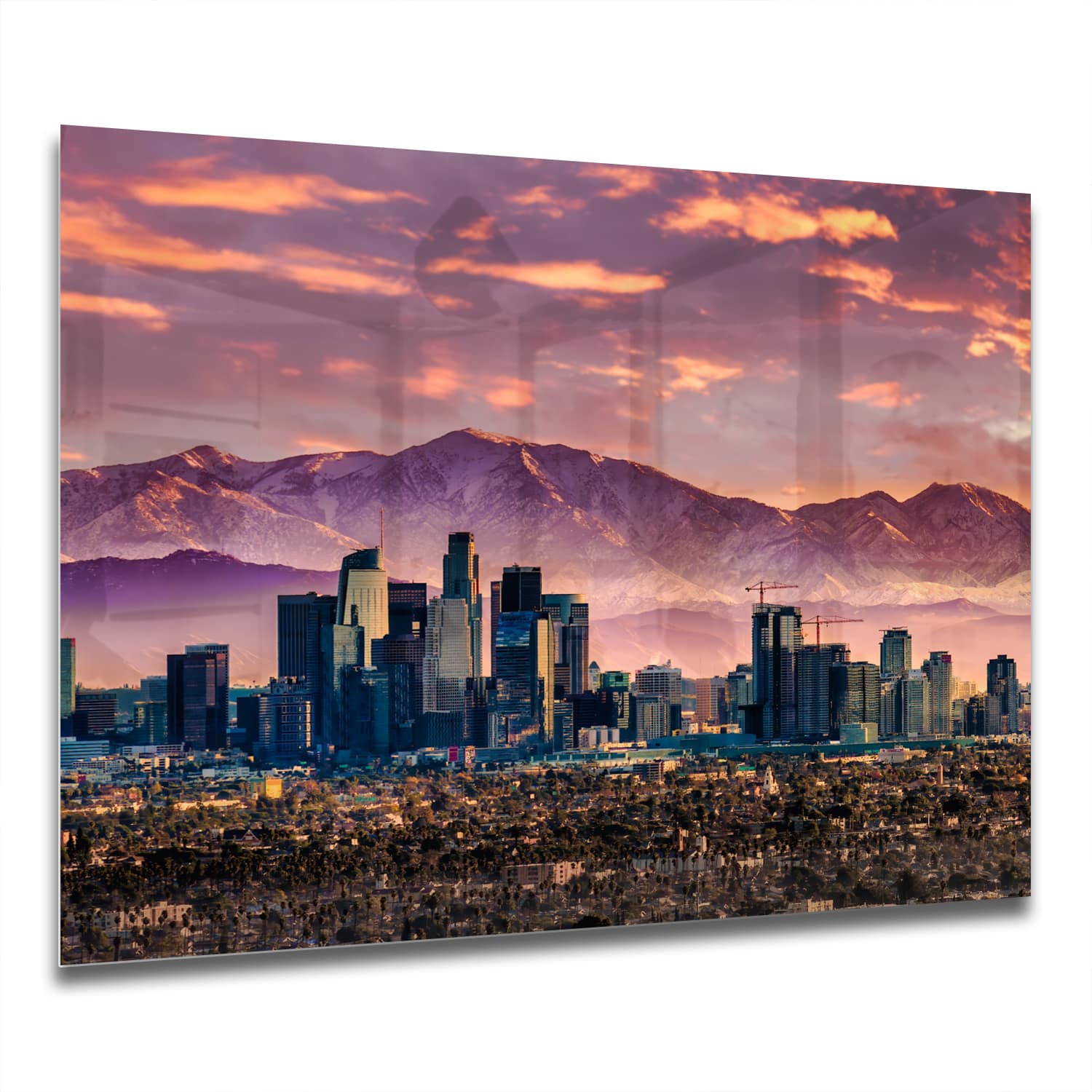 Eigen Afmeting - Spatscherm Keuken - Hittebestendig gehard glas - Los Angeles Skyline bij Zonsondergang
