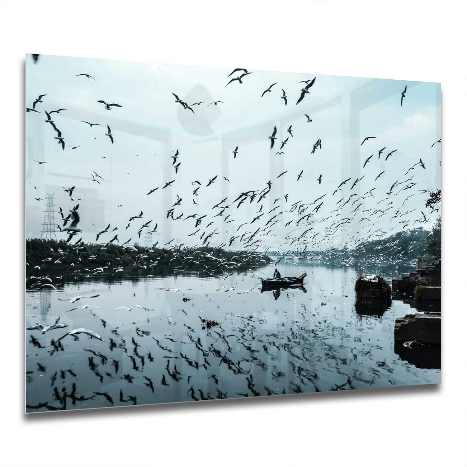 Eigen Afmeting - Spatscherm Keuken - Hittebestendig gehard glas - Vogelvlucht over Water