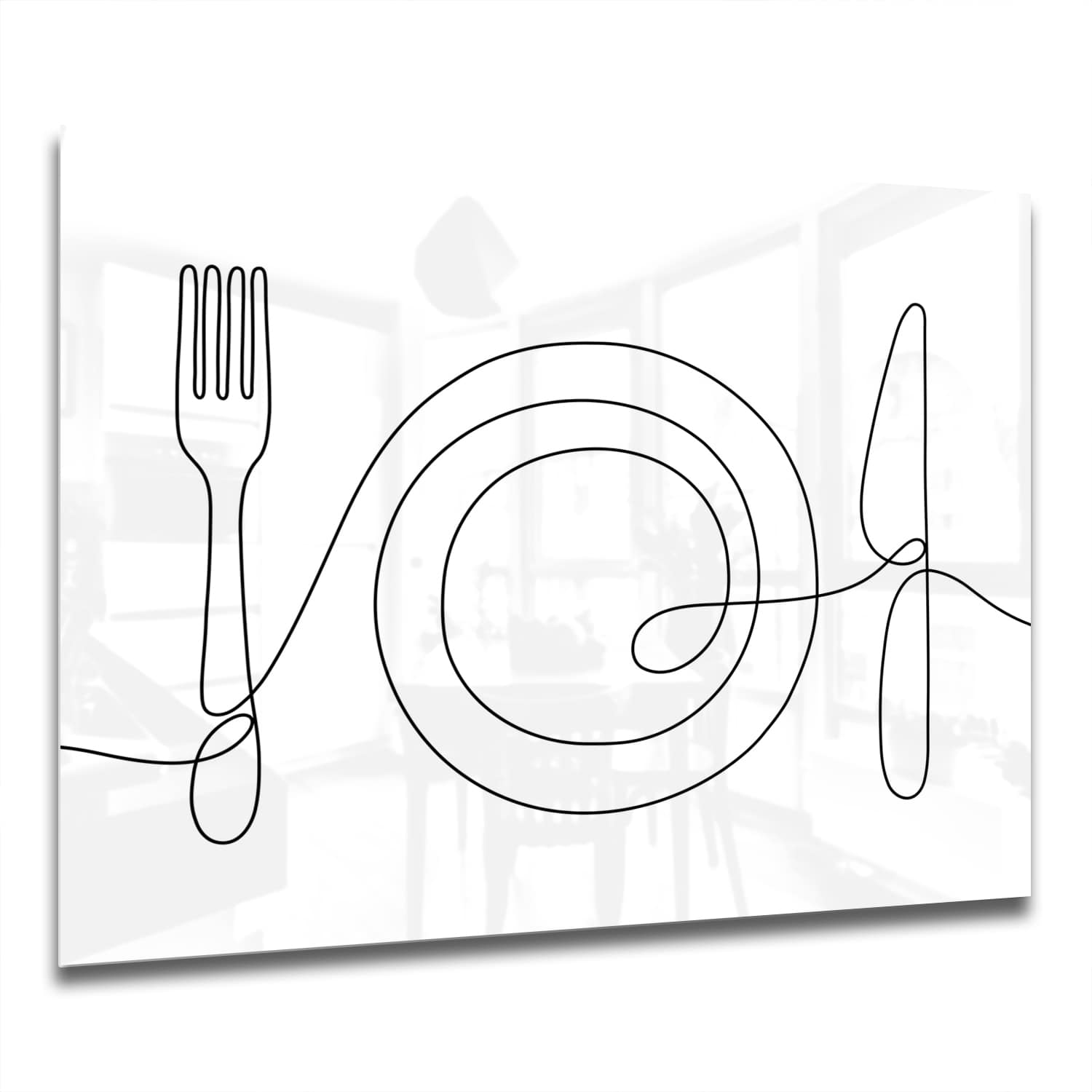 Eigen Afmeting - Spatscherm Keuken - Hittebestendig gehard glas - Lijnkunst Eettafel