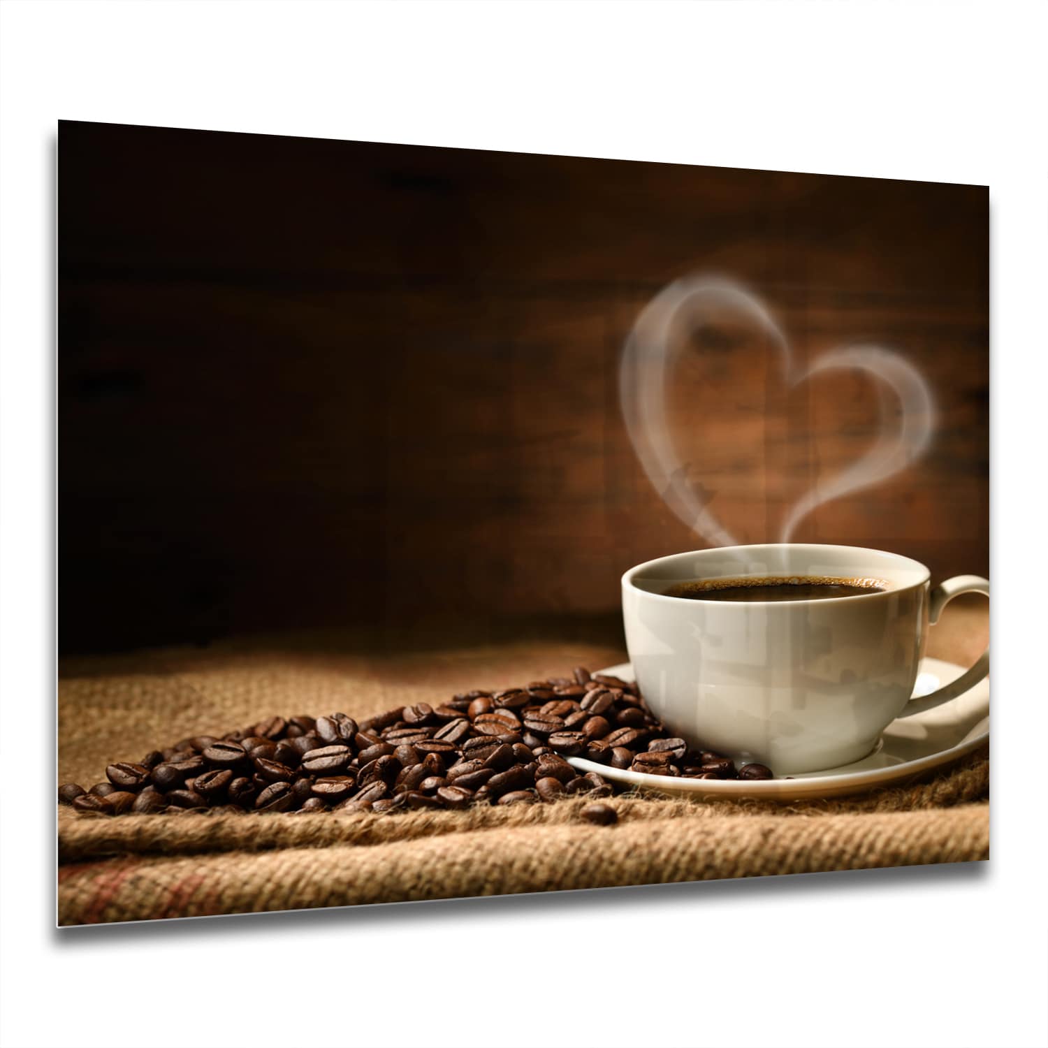 Eigen Afmeting - Spatscherm Keuken - Hittebestendig gehard glas - Koffie met een Hart