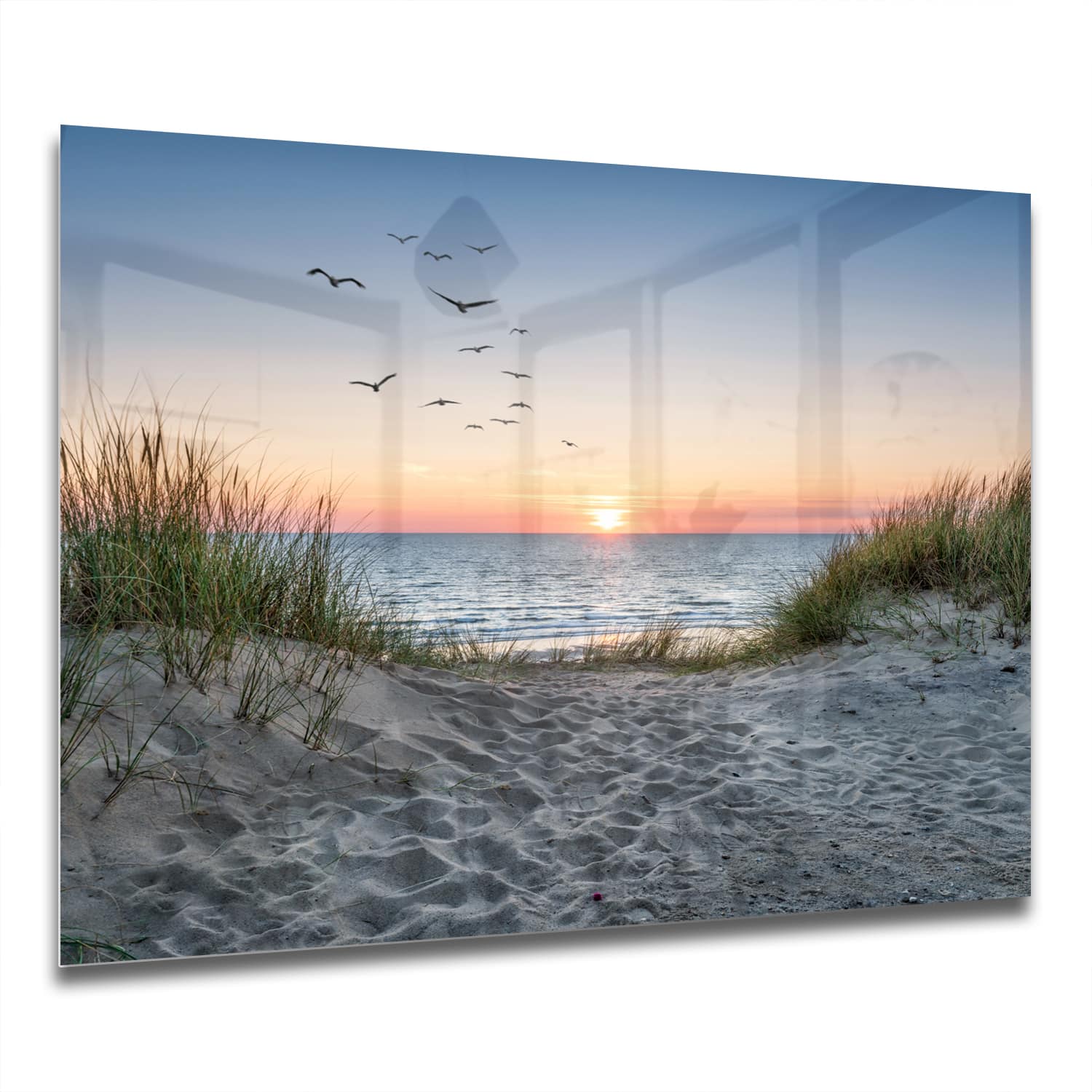 Eigen Afmeting - Spatscherm Keuken - Hittebestendig gehard glas - Duinen bij Zonsondergang