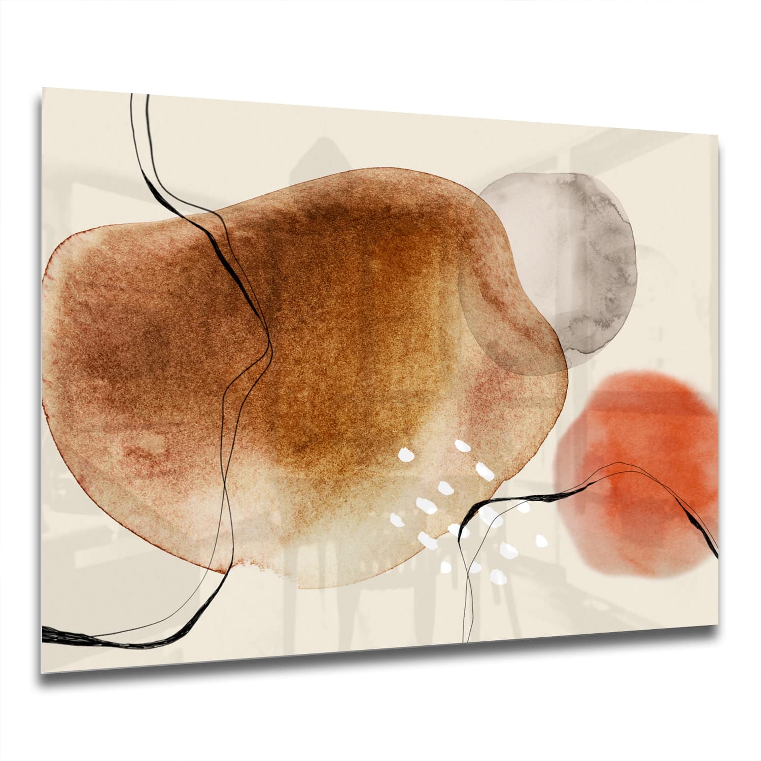 Eigen Afmeting - Spatscherm Keuken - Hittebestendig gehard glas - Rood Abstract Waterverf Ontwerp