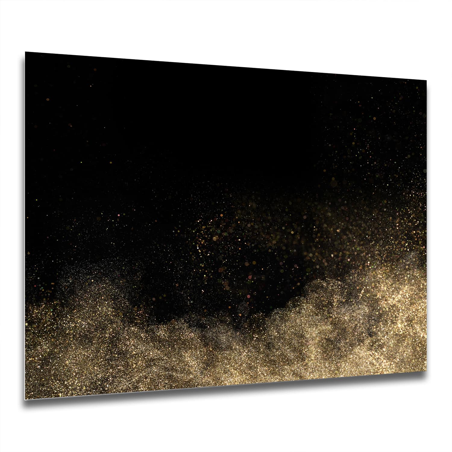 Eigen Afmeting - Spatscherm Keuken - Hittebestendig gehard glas - Gouden Glitter Poeder