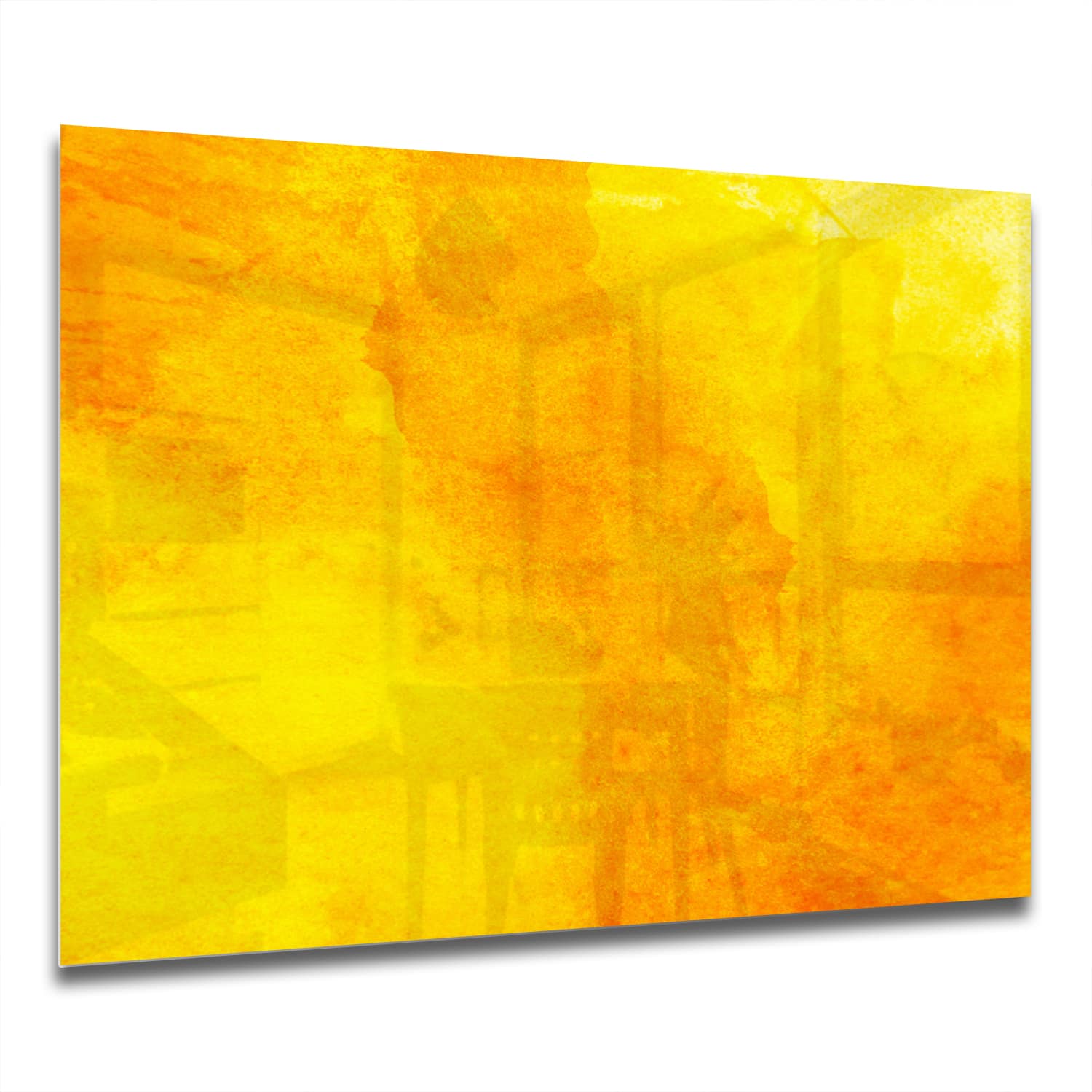 Eigen Afmeting - Spatscherm Keuken - Hittebestendig gehard glas - Oranje-Gele Waterverf