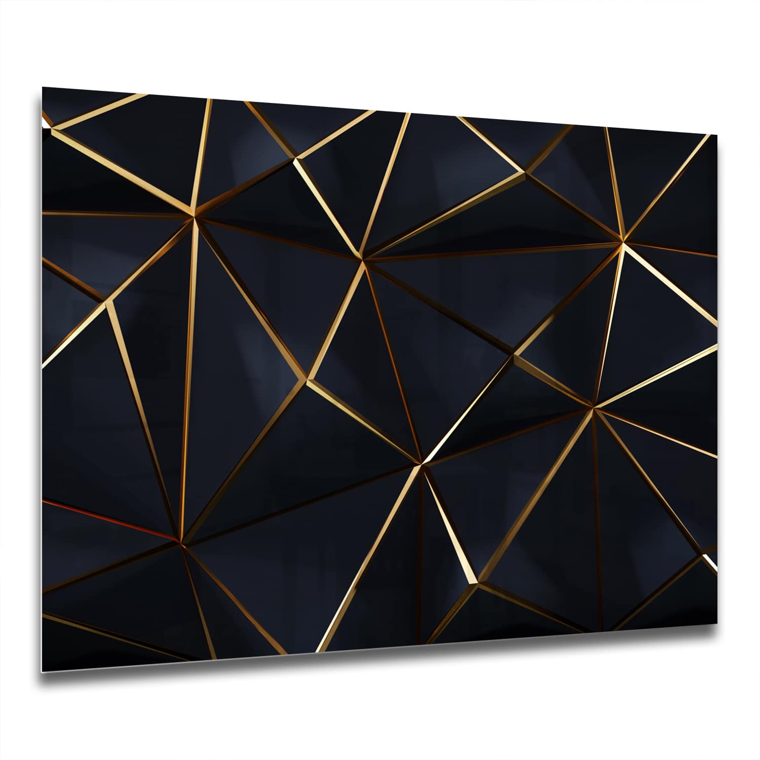 Eigen Afmeting - Spatscherm Keuken - Hittebestendig gehard glas - Zwart-Goude geometrische