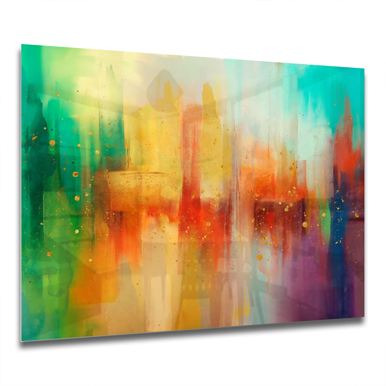 Eigen Afmeting - Spatscherm Keuken - Hittebestendig gehard glas - Kleurijk Waterverf Schilderij