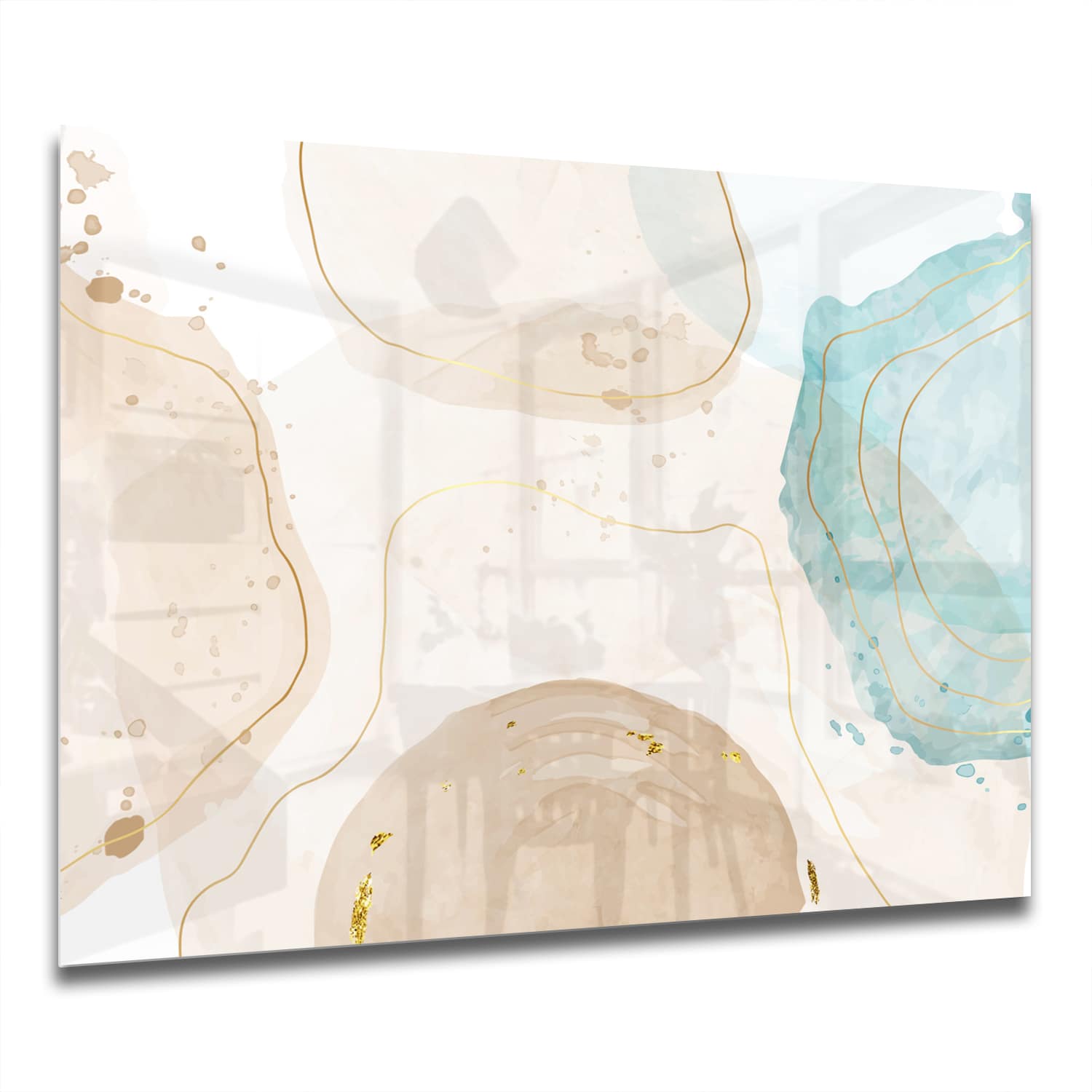 Eigen Afmeting - Spatscherm Keuken - Hittebestendig gehard glas - Waterverf Kunst