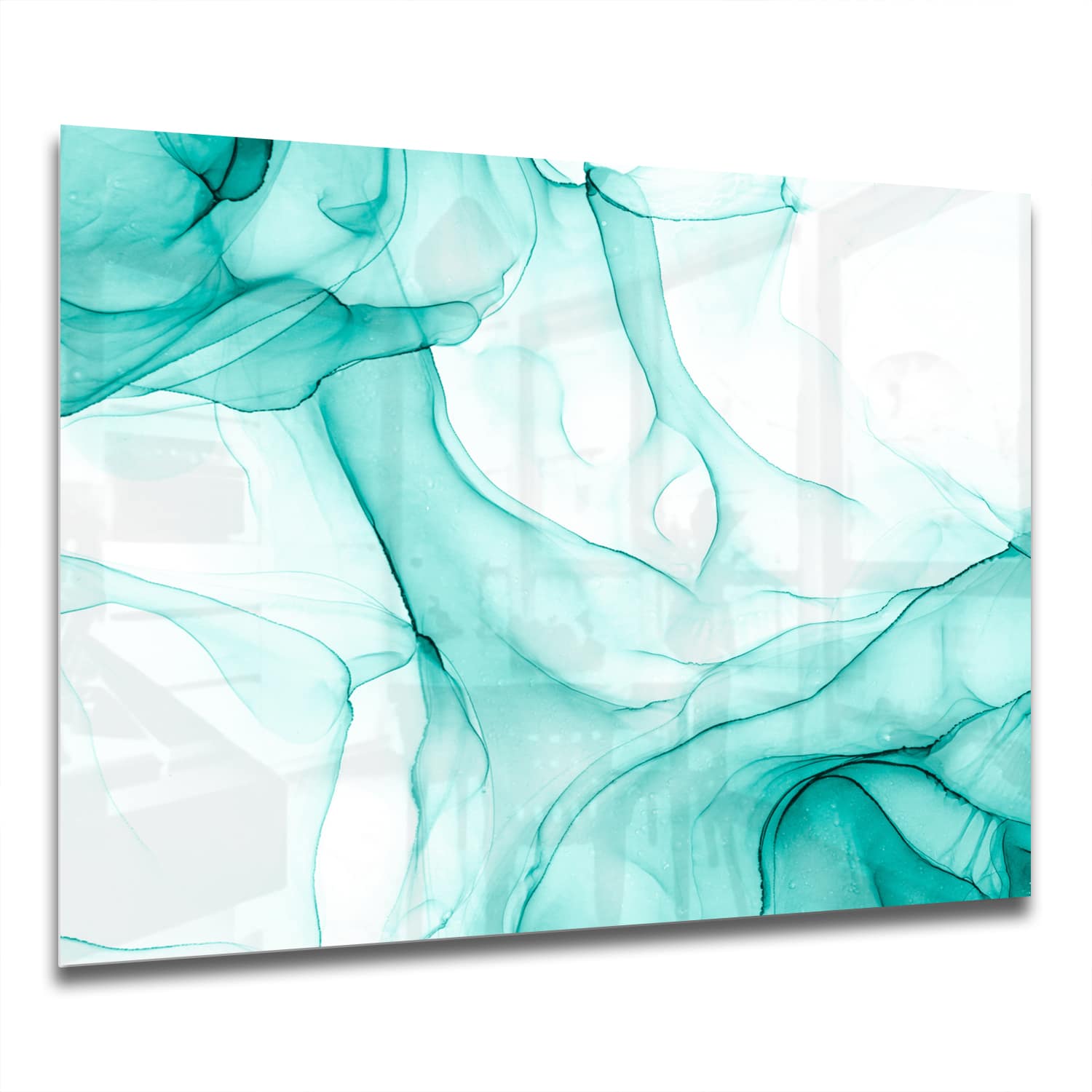 Eigen Afmeting - Spatscherm Keuken - Hittebestendig gehard glas - Aqua Marmer