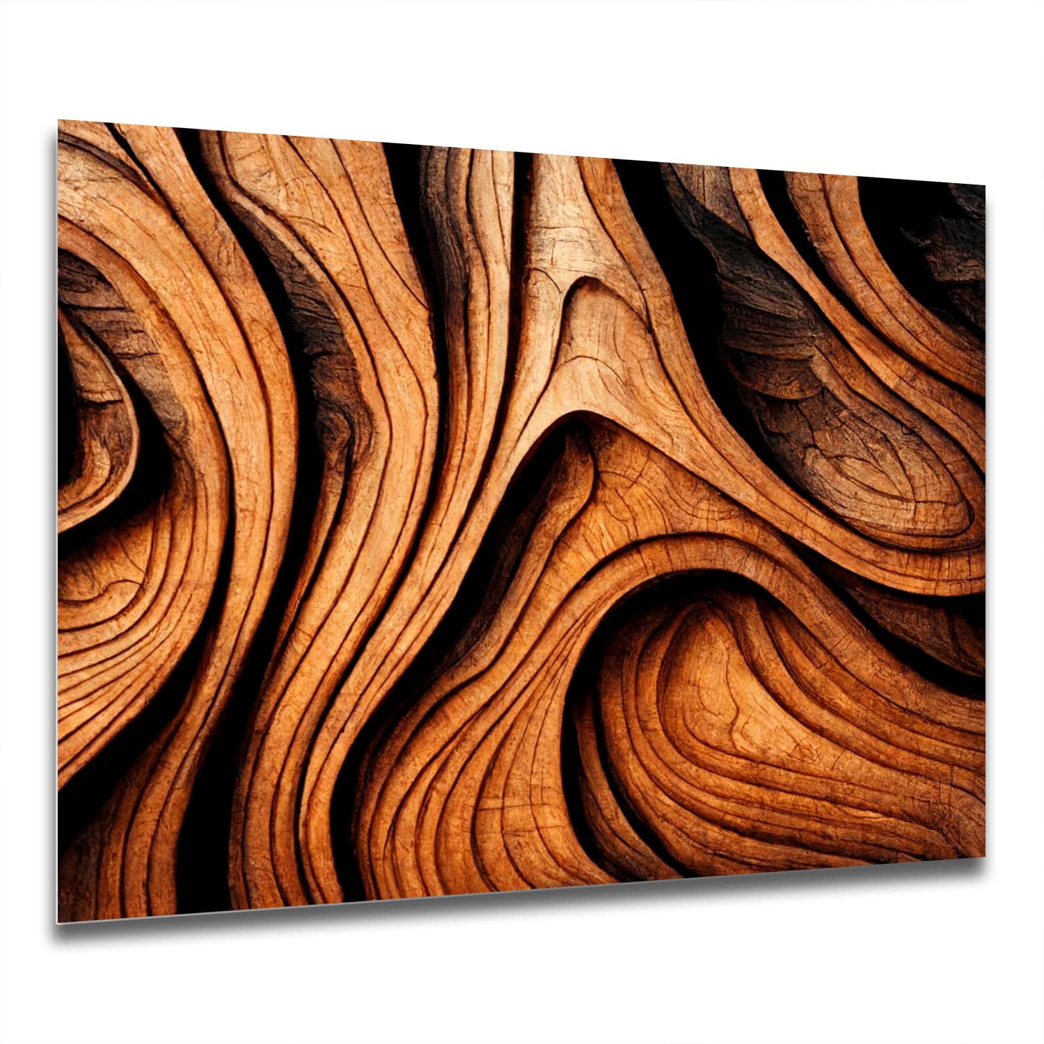 Eigen Afmeting - Spatscherm Keuken - Hittebestendig gehard glas - Abstracte Hout Textuur