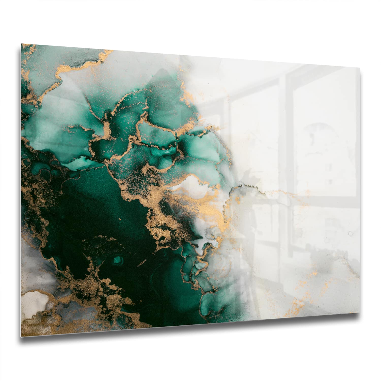Eigen Afmeting - Spatscherm Keuken - Hittebestendig gehard glas - Luxe Groen-Marmer