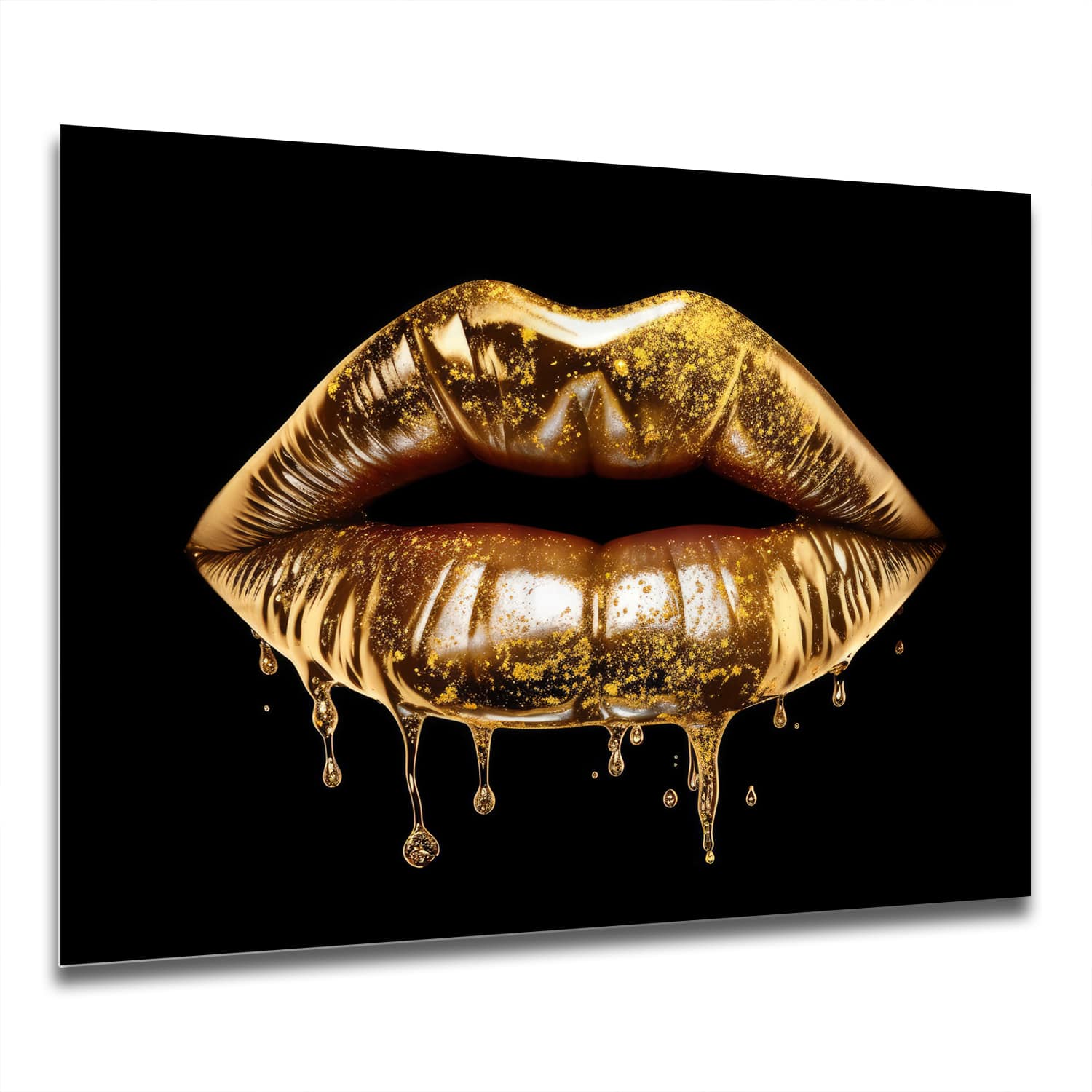Eigen Afmeting - Spatscherm Keuken - Hittebestendig gehard glas - Gouden Druipende Lippen