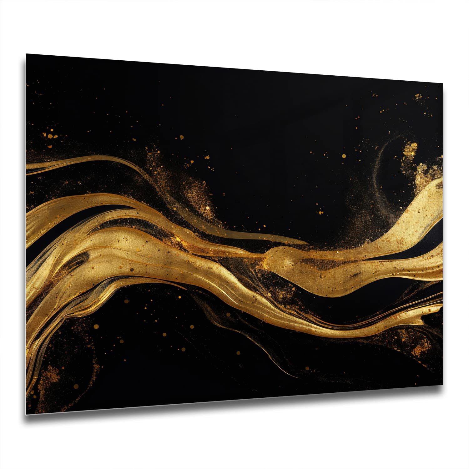 Eigen Afmeting - Spatscherm Keuken - Hittebestendig gehard glas - Abstracte luxe goud-zwart achtergrond