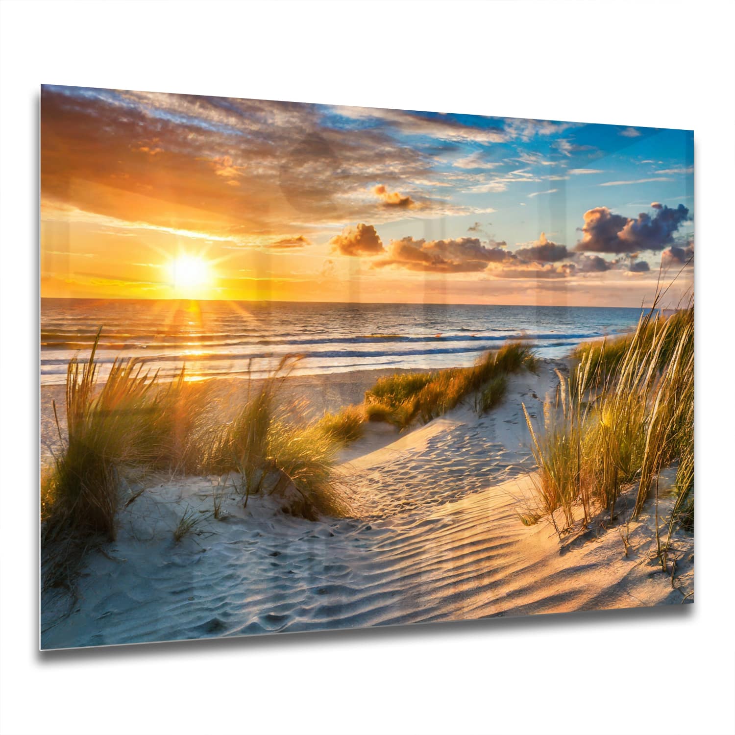 Eigen Afmeting - Spatscherm Keuken - Hittebestendig gehard glas - Zonsondergang bij Duinen