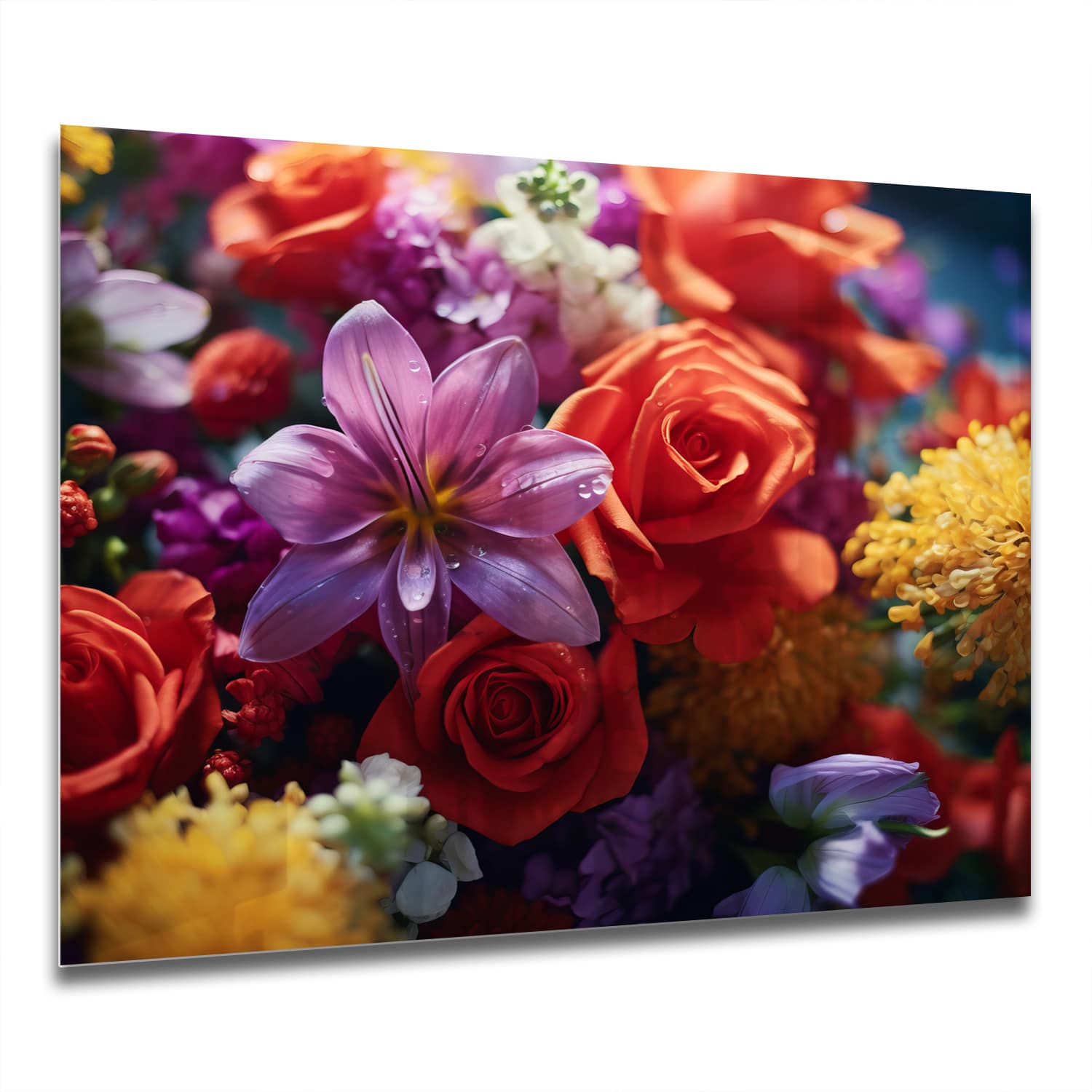 Eigen Afmeting - Spatscherm Keuken - Hittebestendig gehard glas - Bloemenboeket