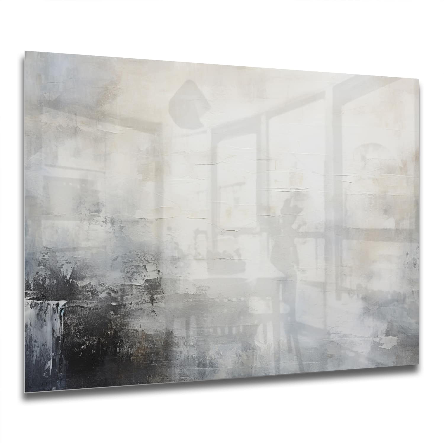 Eigen Afmeting - Spatscherm Keuken - Hittebestendig gehard glas - Abstract Minimalistisch Olieverfschilderij