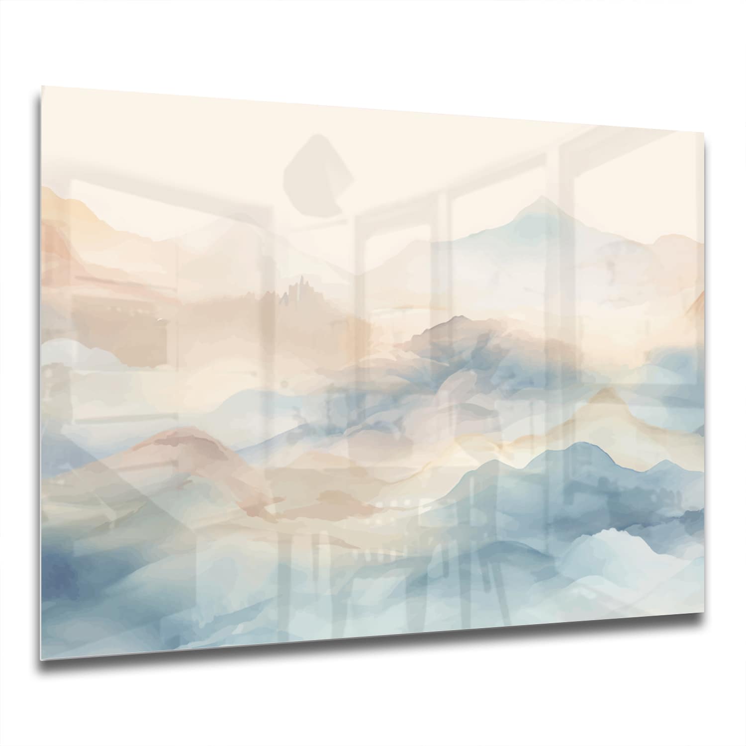 Eigen Afmeting - Spatscherm Keuken - Hittebestendig gehard glas - Waterverf Schilderij Landschap