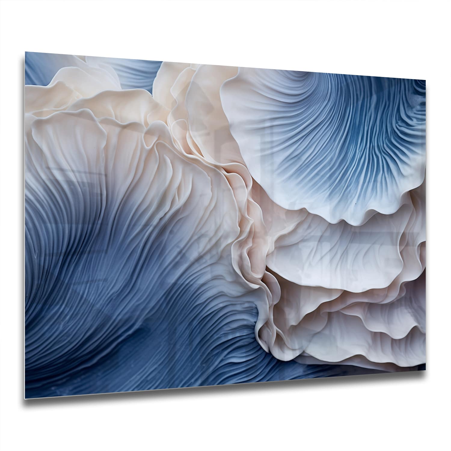 Eigen Afmeting - Spatscherm Keuken - Hittebestendig gehard glas - Blauwe Paddenstoelen Textuur