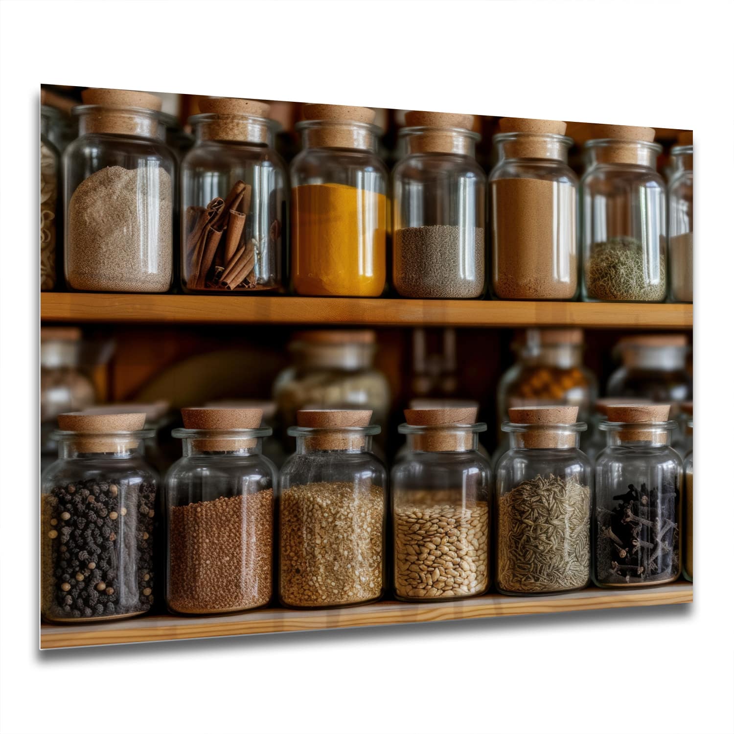 Eigen Afmeting - Spatscherm Keuken - Hittebestendig gehard glas - Kruiden & Specerijen in Potjes