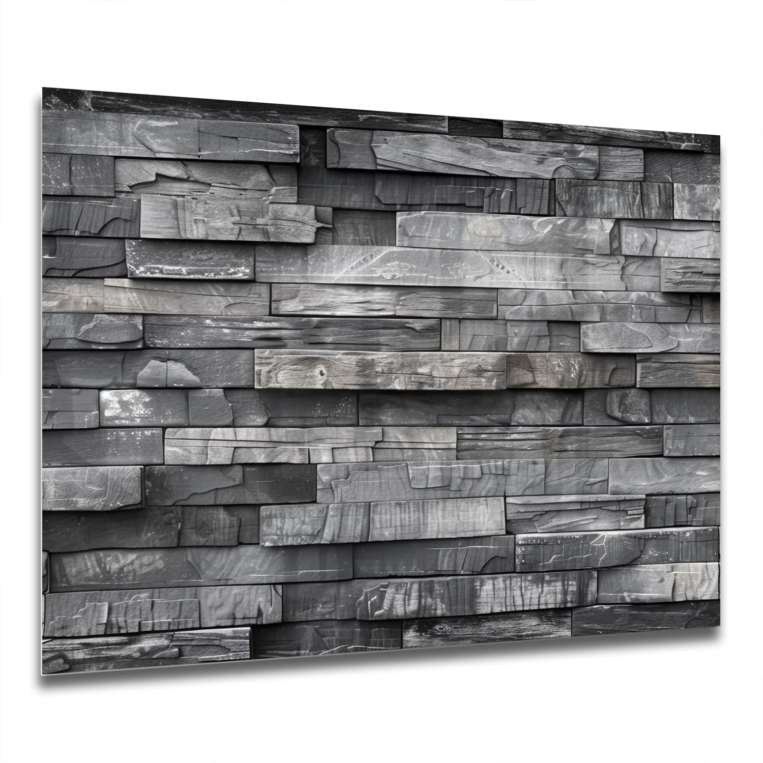 Eigen Afmeting - Spatscherm Keuken - Hittebestendig gehard glas - Stenen Muur Zwart-Wit