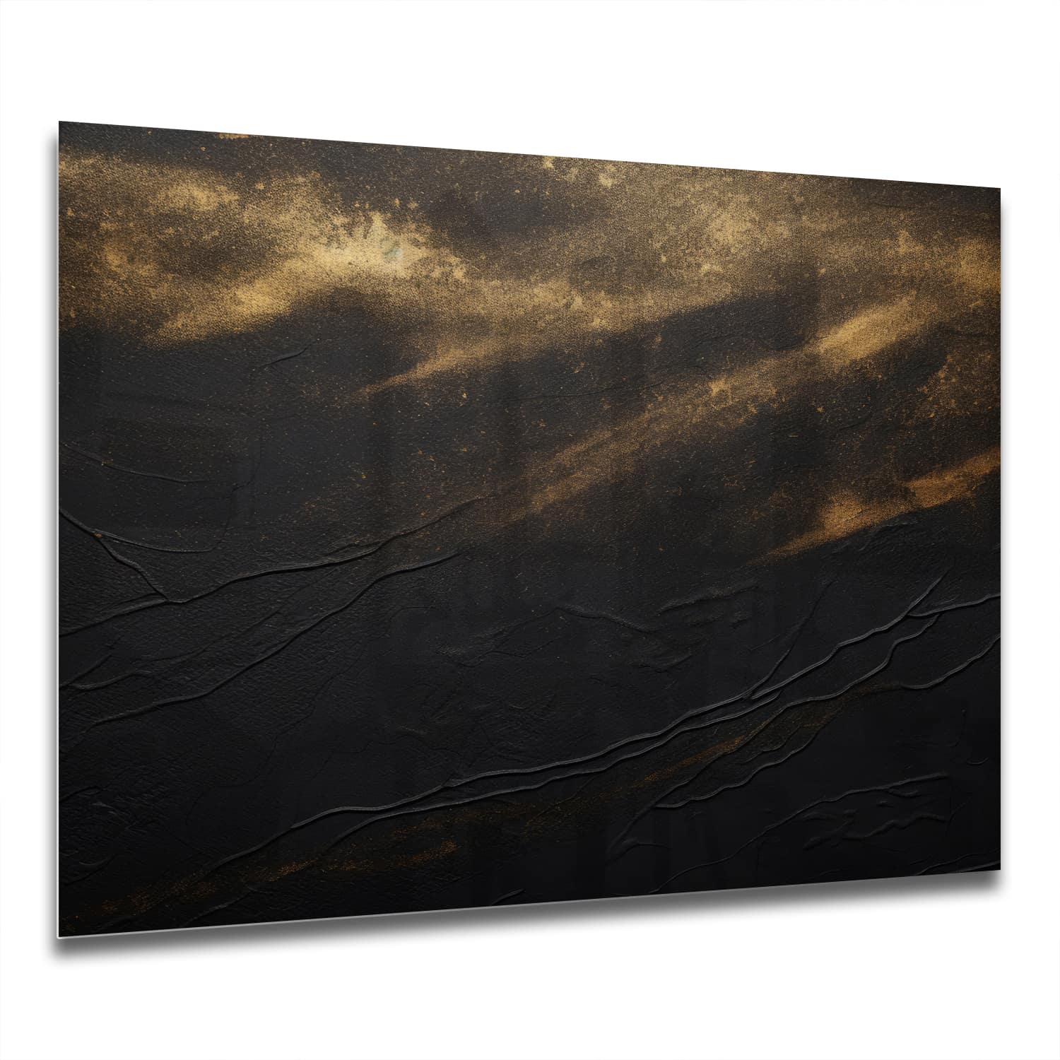 Eigen Afmeting - Spatscherm Keuken - Hittebestendig gehard glas - Zwart/Goud Luxe Textuur