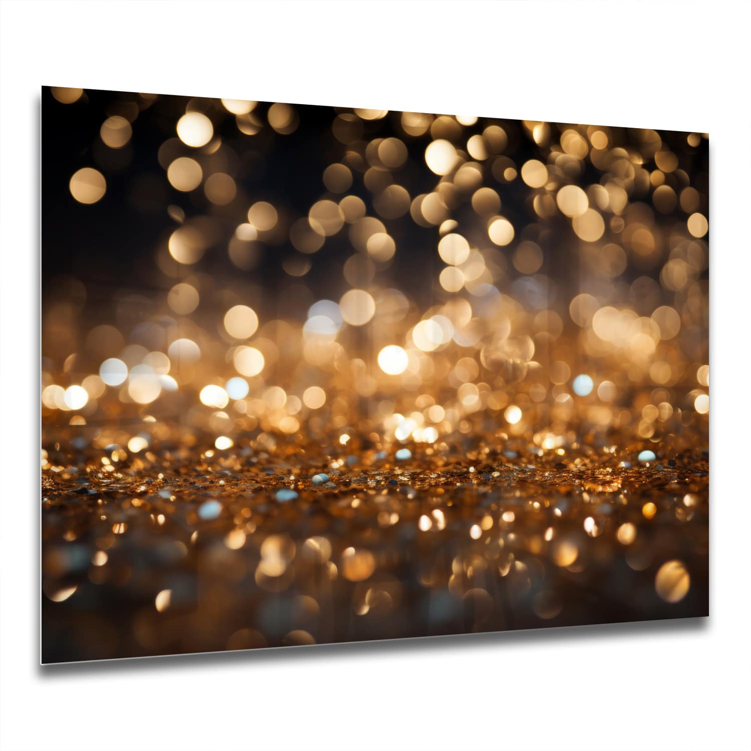 Eigen Afmeting - Spatscherm Keuken - Hittebestendig gehard glas - Gouden Glitters