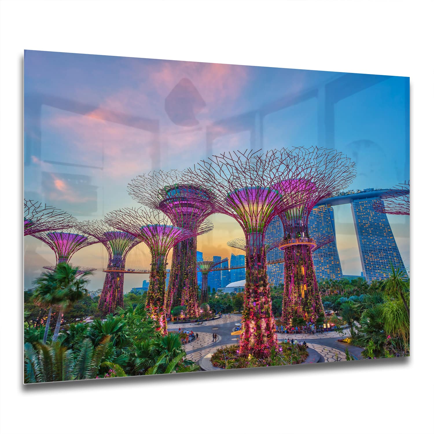 Eigen Afmeting - Spatscherm Keuken - Hittebestendig gehard glas - Zonsondergang in Singapore